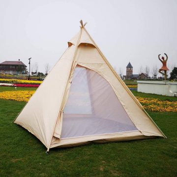 Dream House Three-Season Cotton Canvas Camping Pyramid Tent in jungle